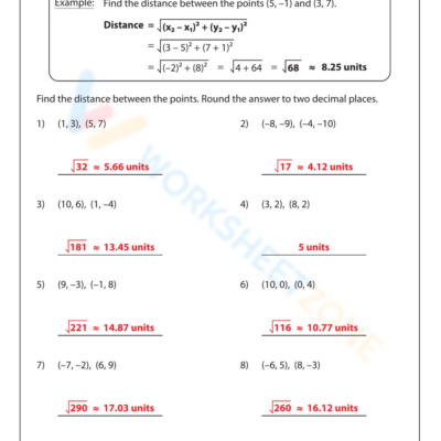 Distance Formula Worksheet Worksheets Library