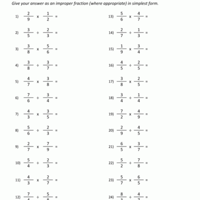 Dividing Fractions Worksheet