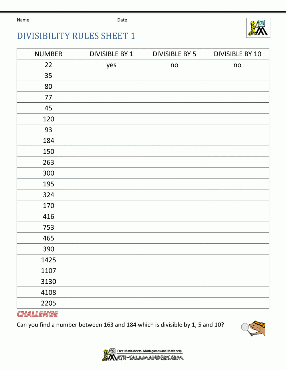 Divisibility Rules Worksheets Worksheets Library