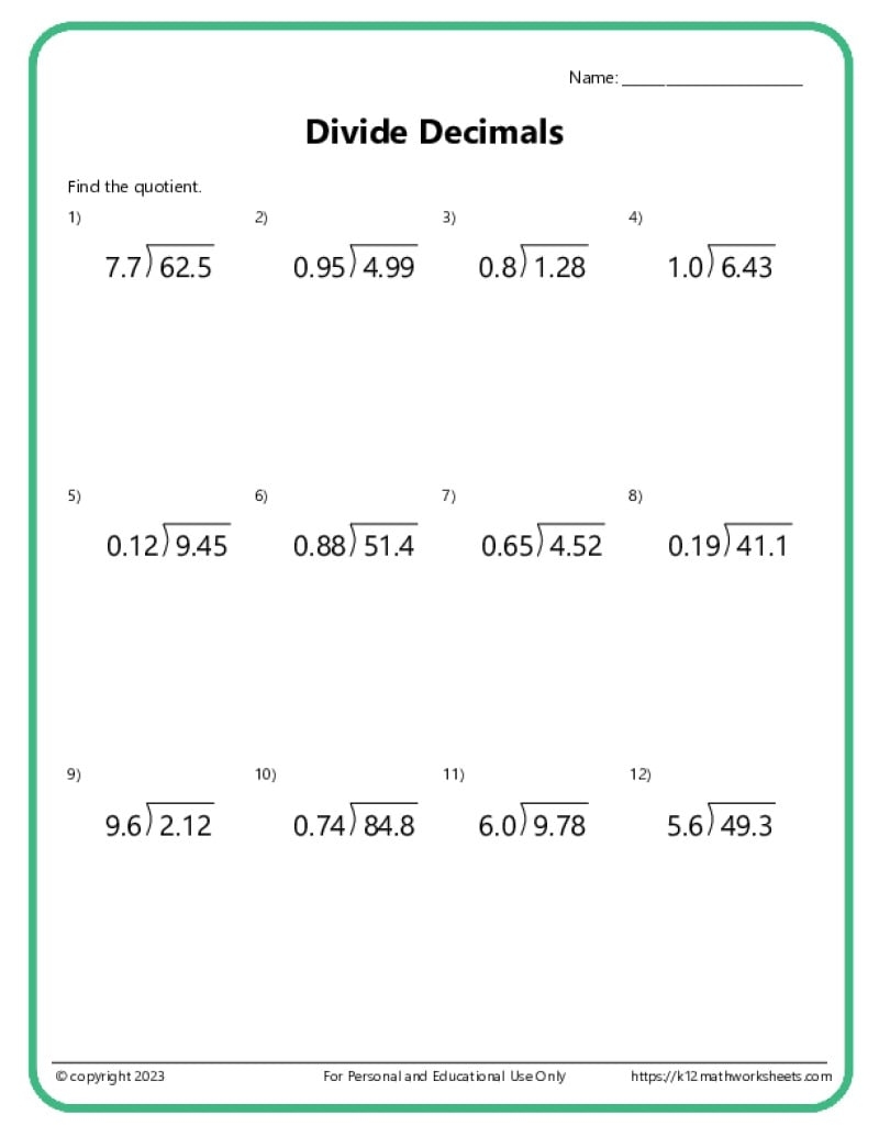 Division With Decimals Worksheets K12 Math Worksheets Division With Decimals Worksheets K12 Math Worksheets