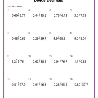 Division With Decimals Worksheets K12 Math Worksheets