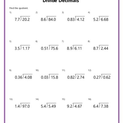 Division With Decimals Worksheets K12 Math Worksheets