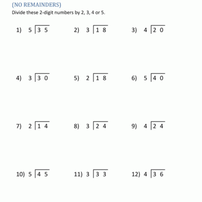 Division Worksheets 3rd Grade