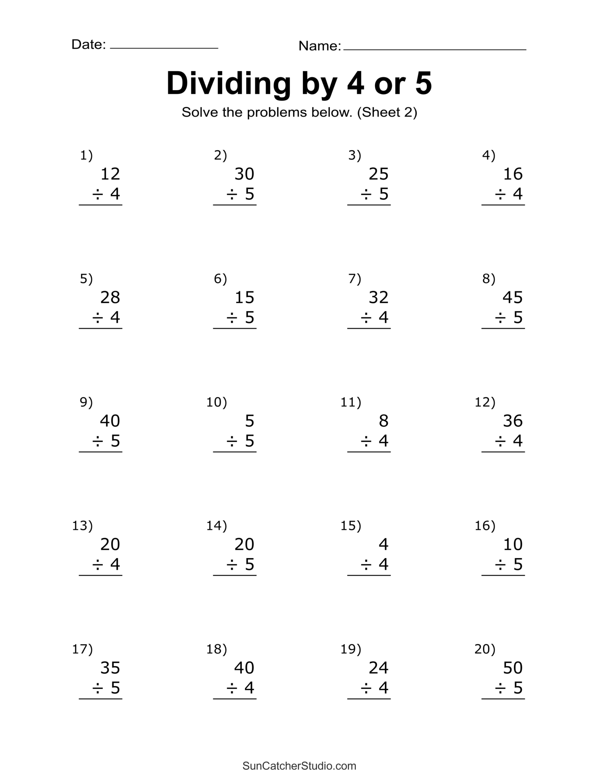 Division Worksheets Problems Free Printable Math Drills Free Printables Lettering SVG Files Tools Apps