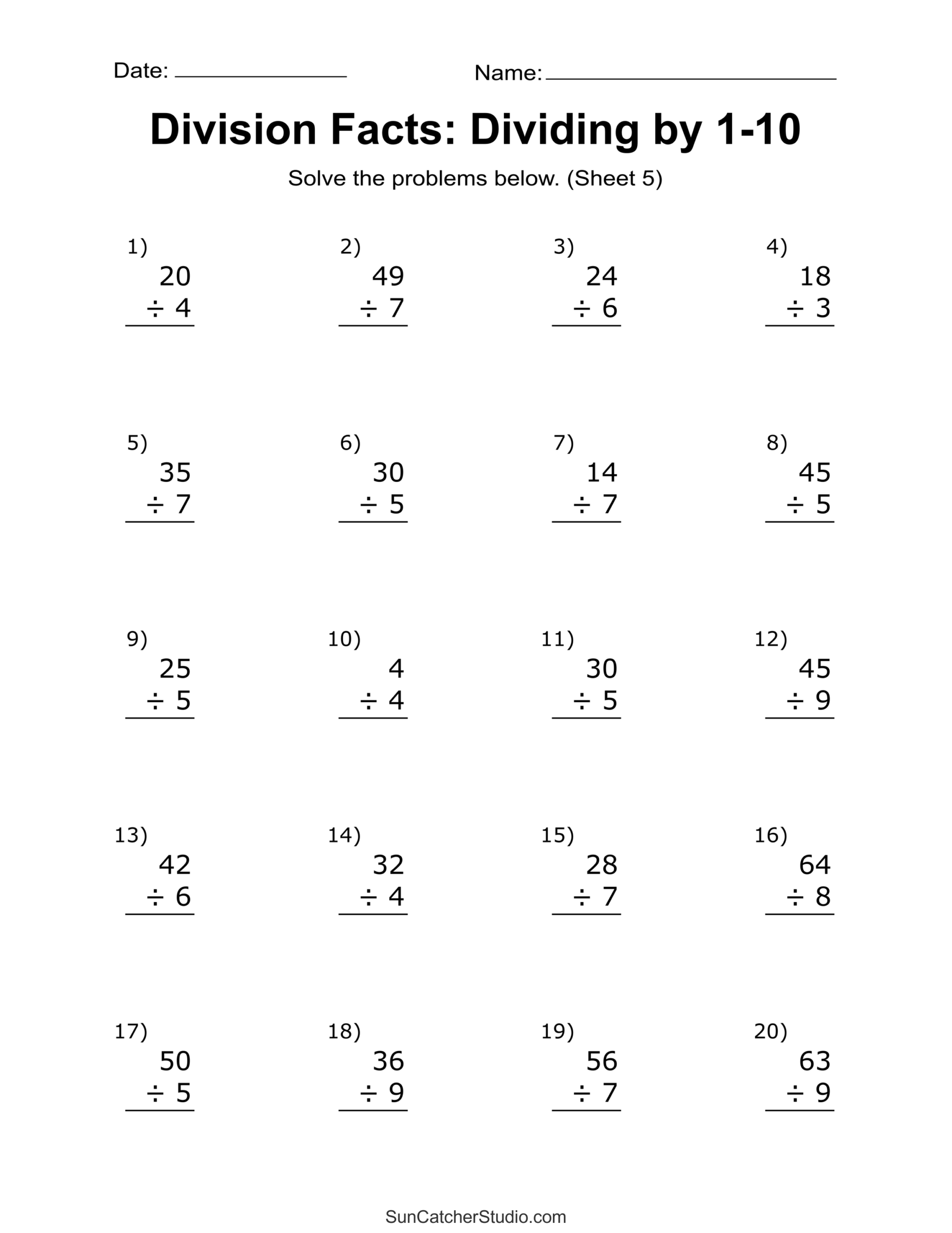 long division worksheets pdf