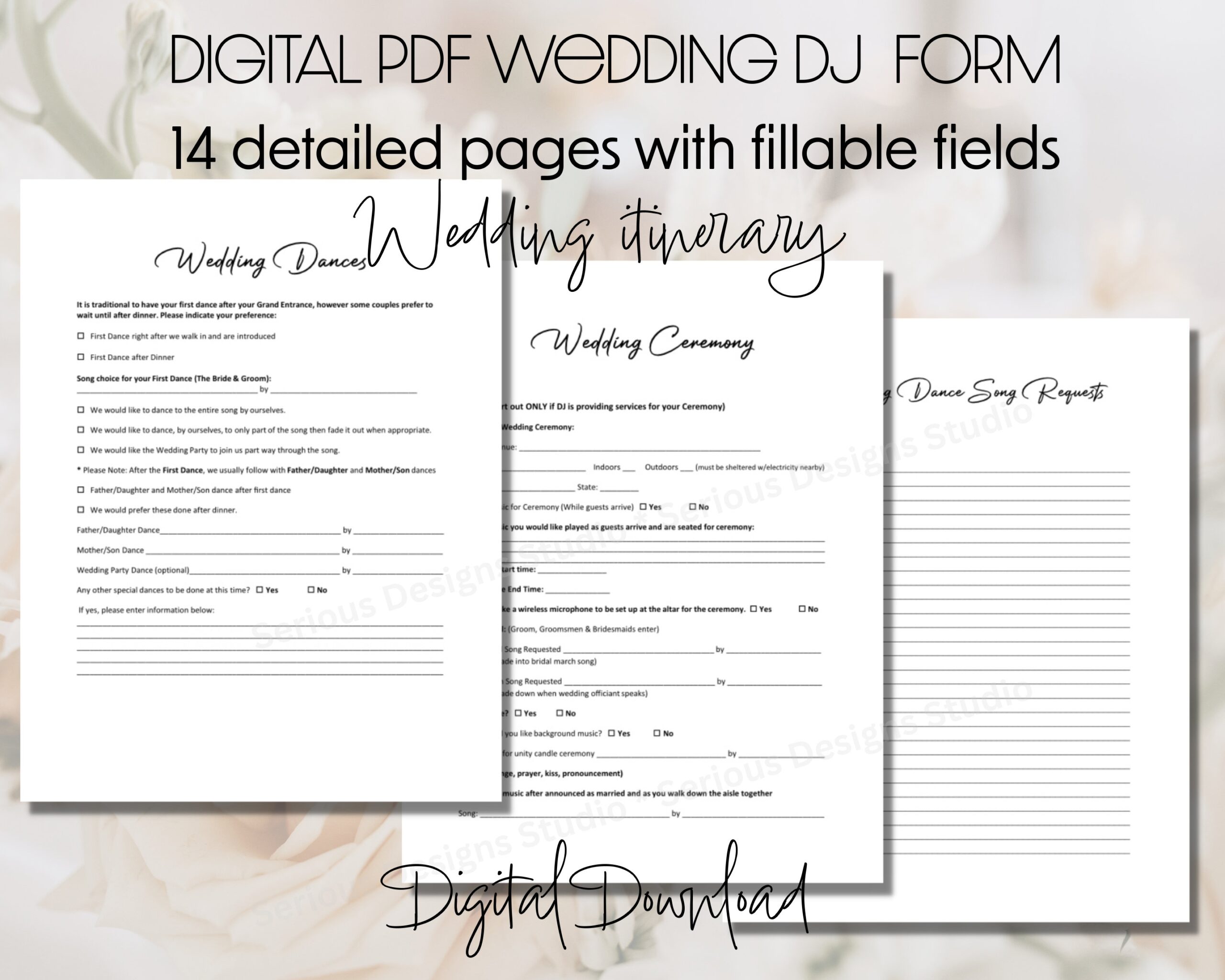 DJ Wedding Template Fillable Wedding Form Printable PDF Digital Wedding Timeline Wedding Form Wedding Questionnaire Music List For DJ Etsy Denmark