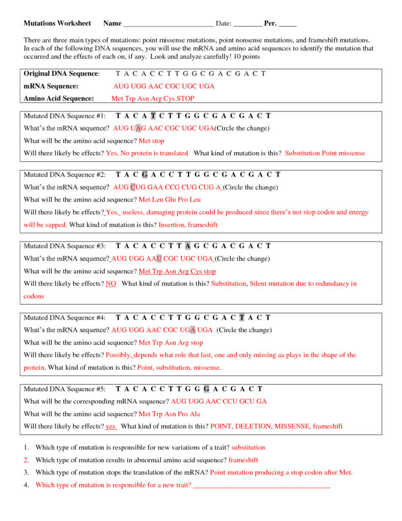 mutations worksheet answer key pdf mutations worksheet answer key pdf