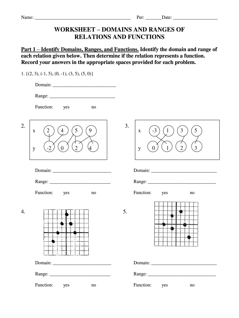Domain And Range From A Graph Worksheet Fill Out Sign Online DocHub