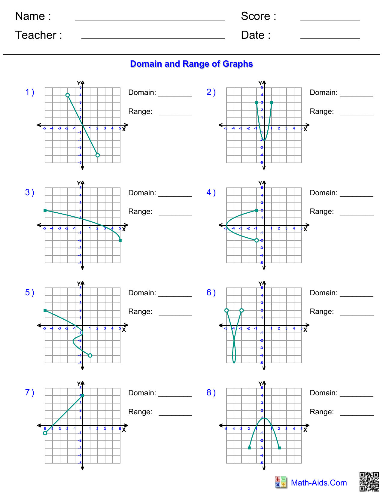 Domain And Range Worksheet Graph Analysis Domain And Range Worksheet Graph Analysis