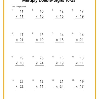 Double Digit Multiplication Worksheets