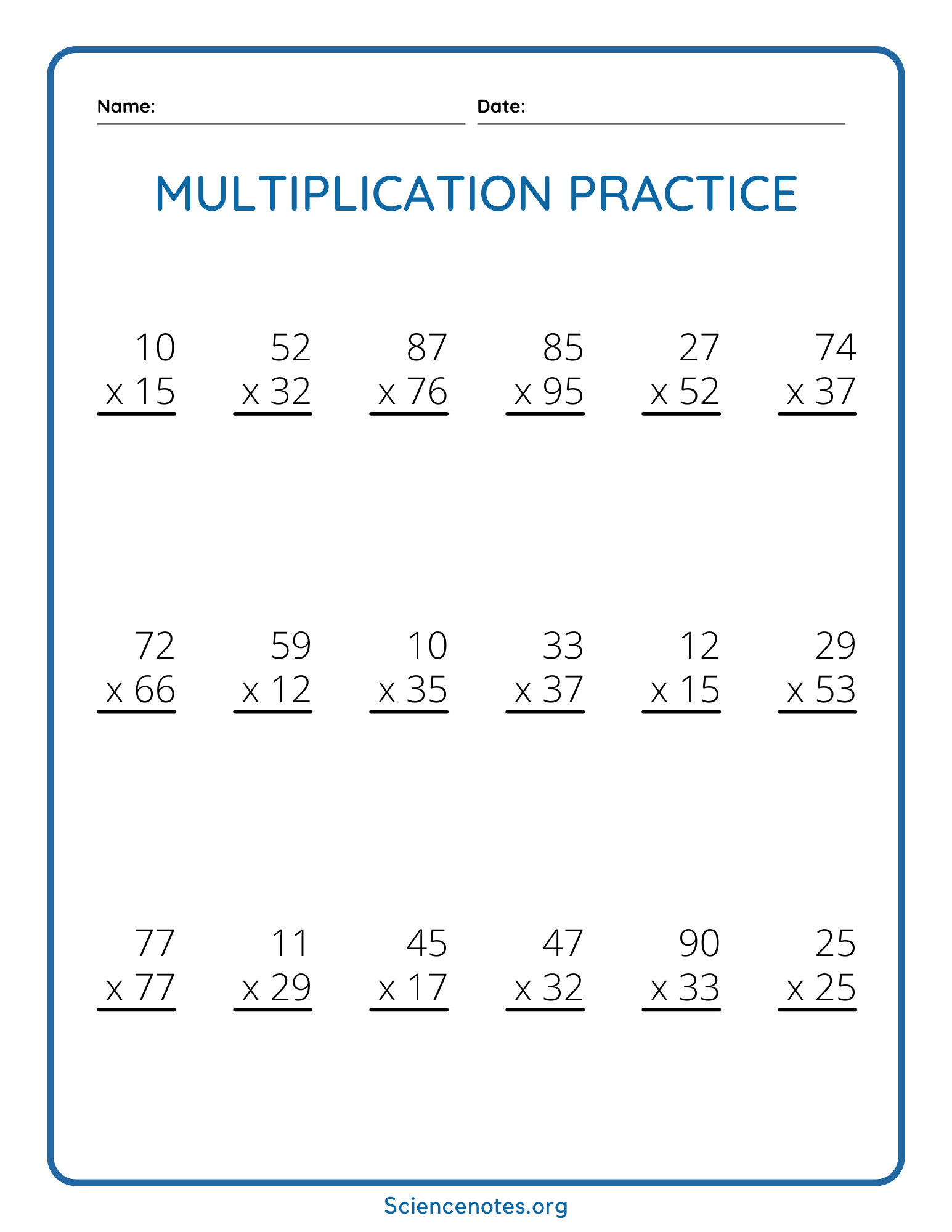 Double Digit Multiplication Worksheets Double Digit Multiplication Worksheets