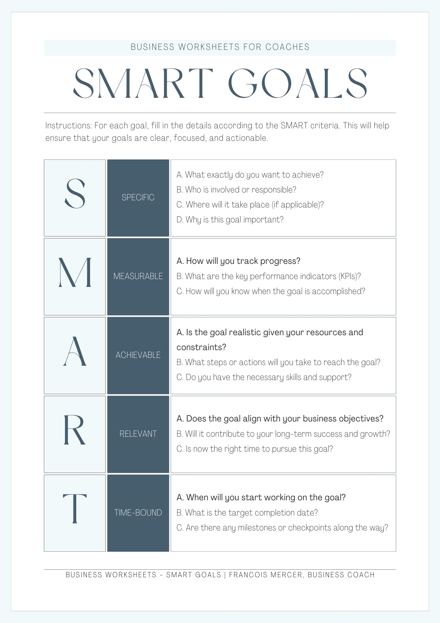 smart goals worksheet for students pdf