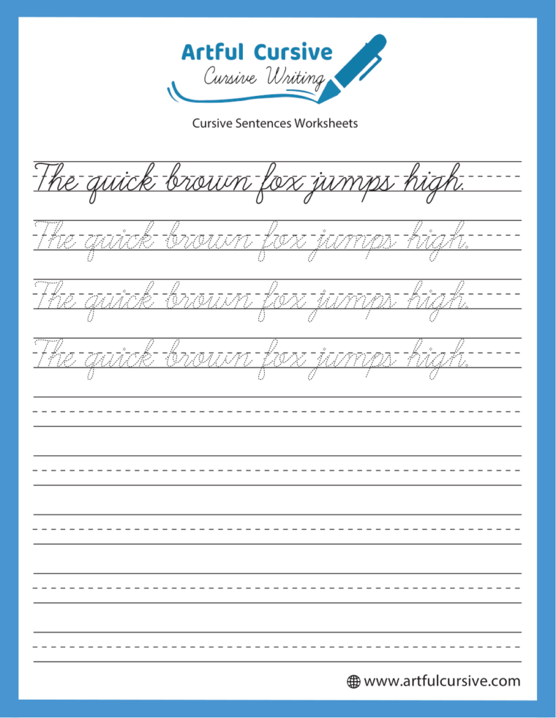 cursive sentences practice