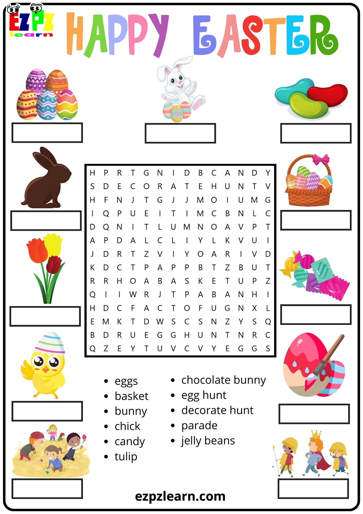 Easter Holiday Vocabulary Word Search And Match The Words Activity For Kids PDF Ezpzlearn Easter Holiday Vocabulary Word Search And Match The Words Activity For Kids PDF Ezpzlearn