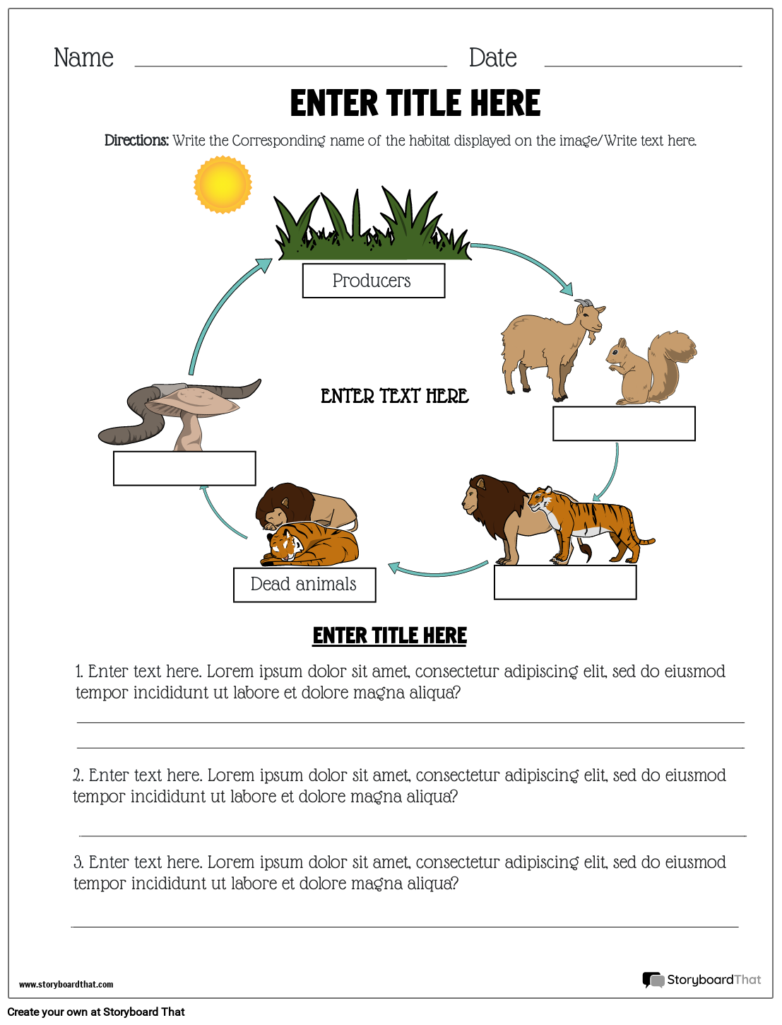 Ecosystems Worksheets Free Printable By Storyboard That