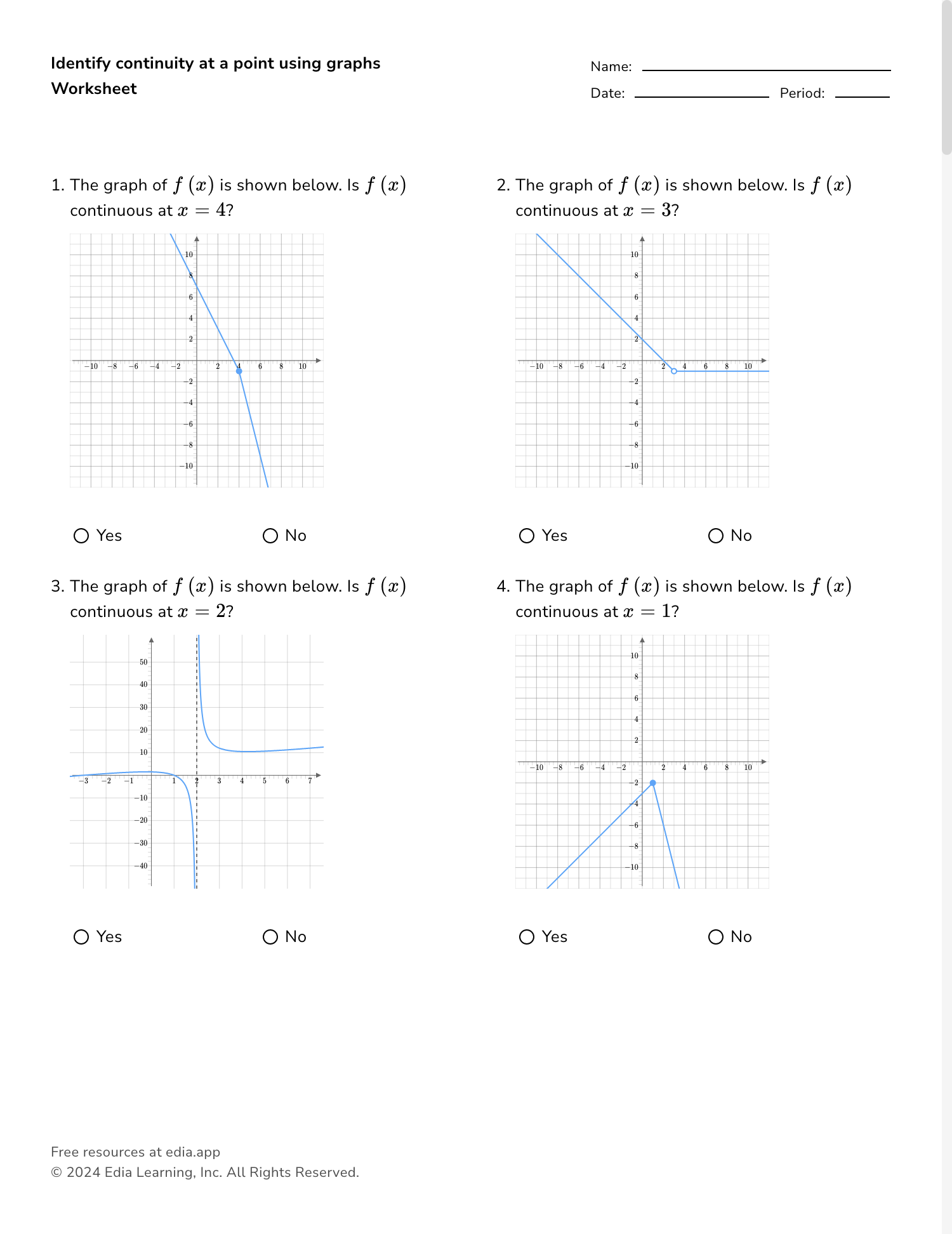 limits graphically worksheet answers