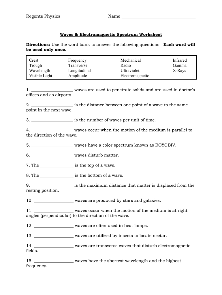 Electromagnetic Spectrum Worksheet Fill Out Sign Online DocHub