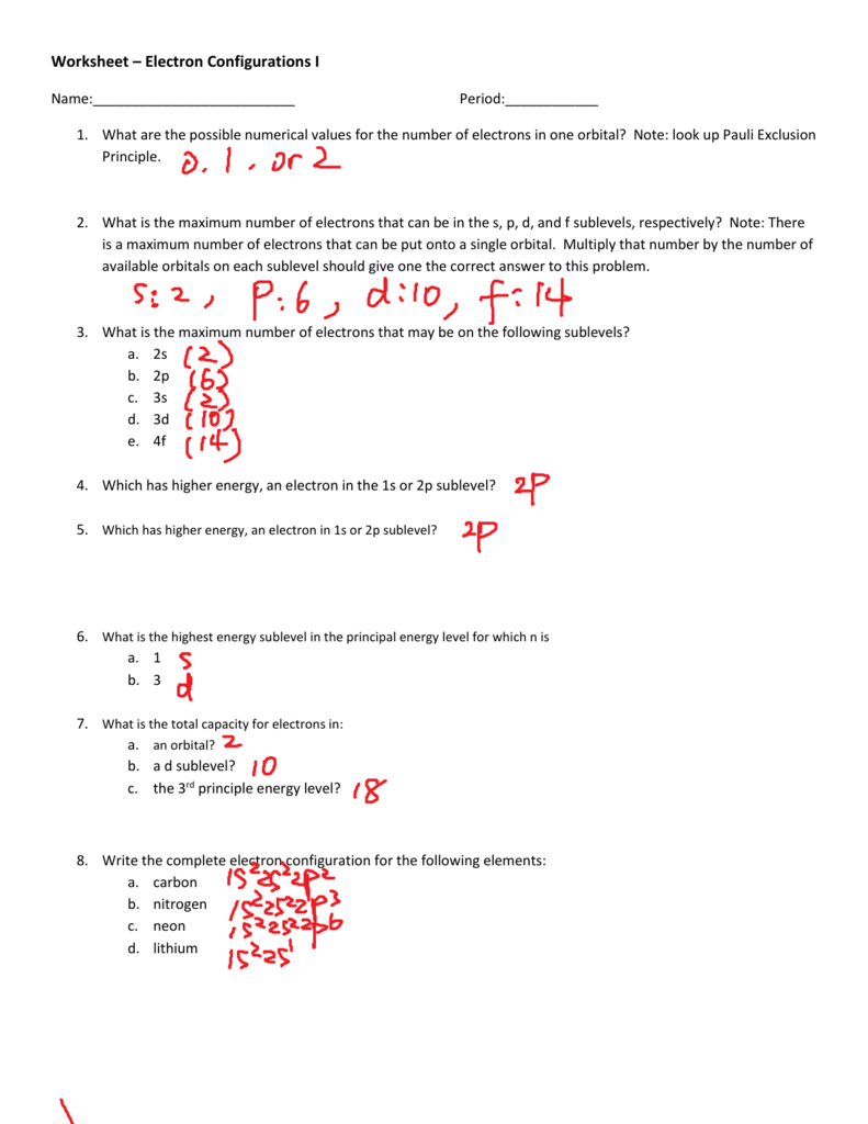 Electron Configurations Worksheet Practice Review Electron Configurations Worksheet Practice Review