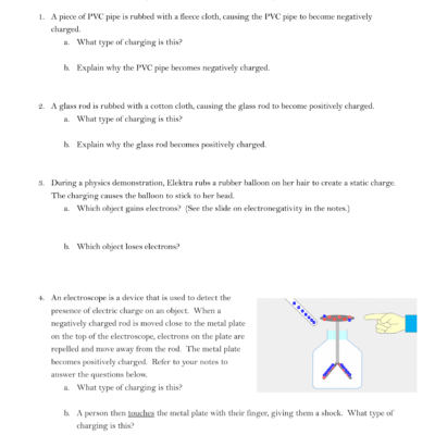 Electrostatics Worksheet Charge Force Problems
