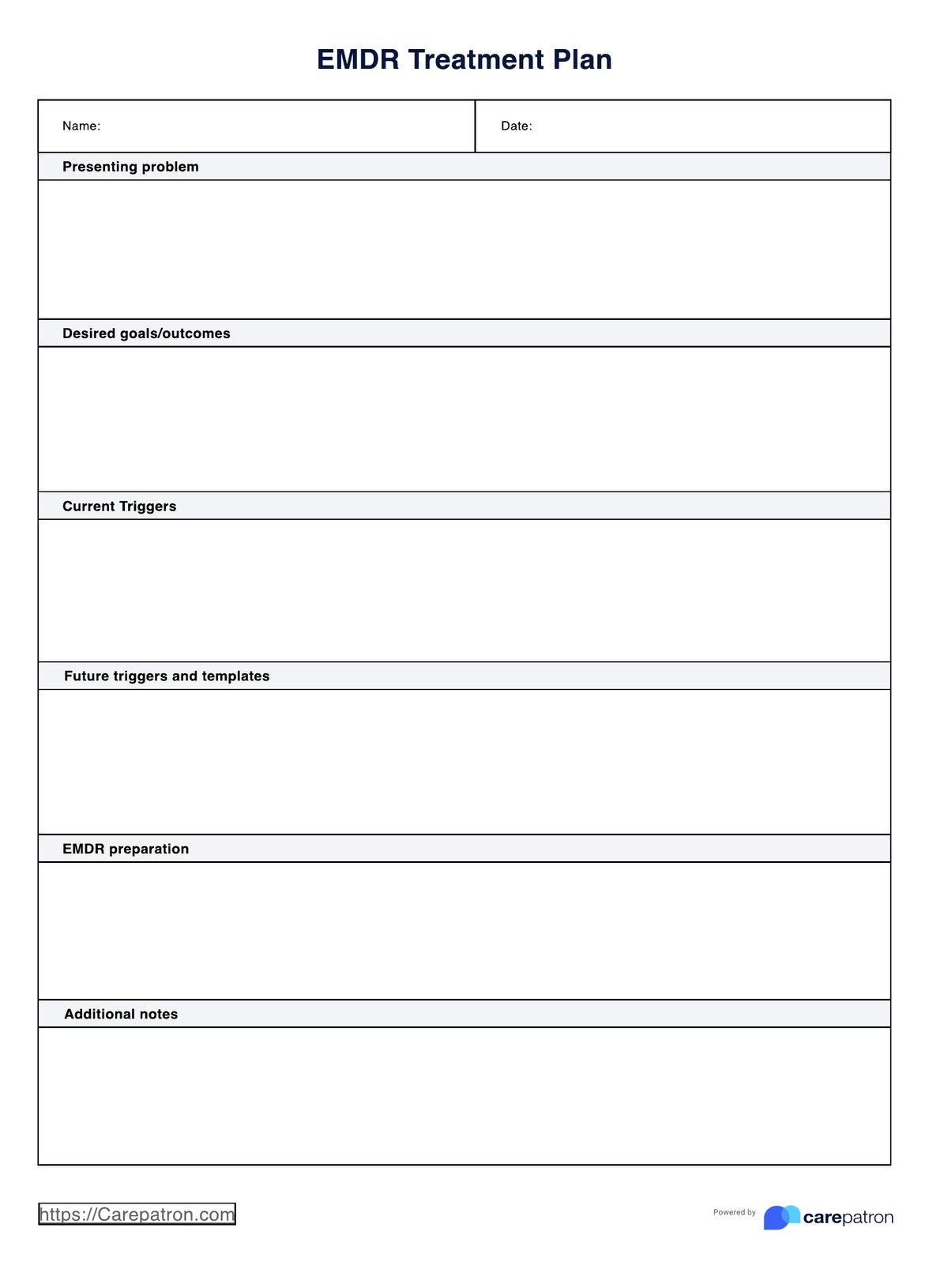 EMDR Treatment Plan EMDR Treatment Plan