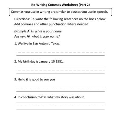 Englishlinx Commas Worksheets