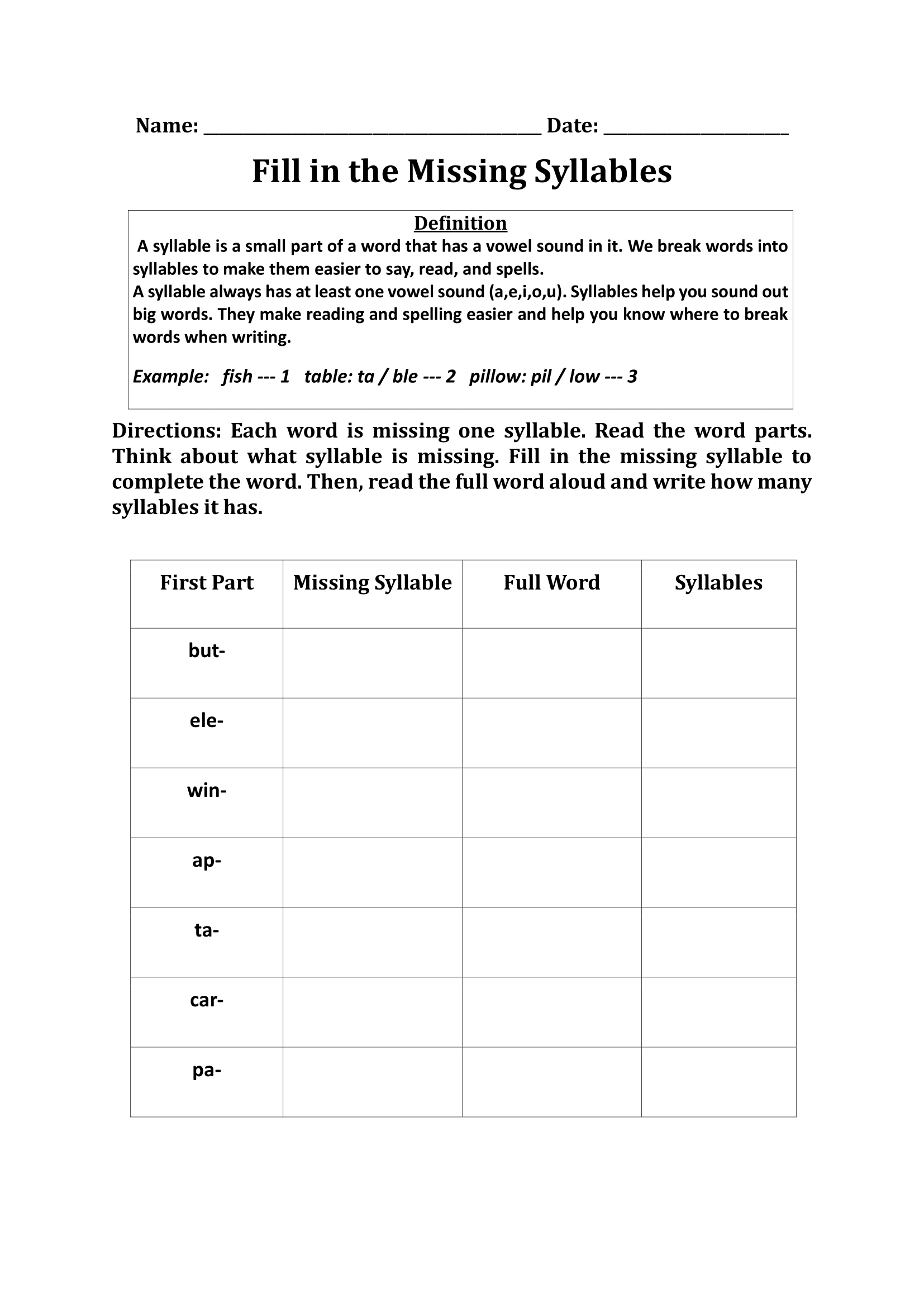 Englishlinx Syllables Worksheets Englishlinx Syllables Worksheets