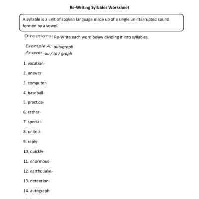 Englishlinx Syllables Worksheets