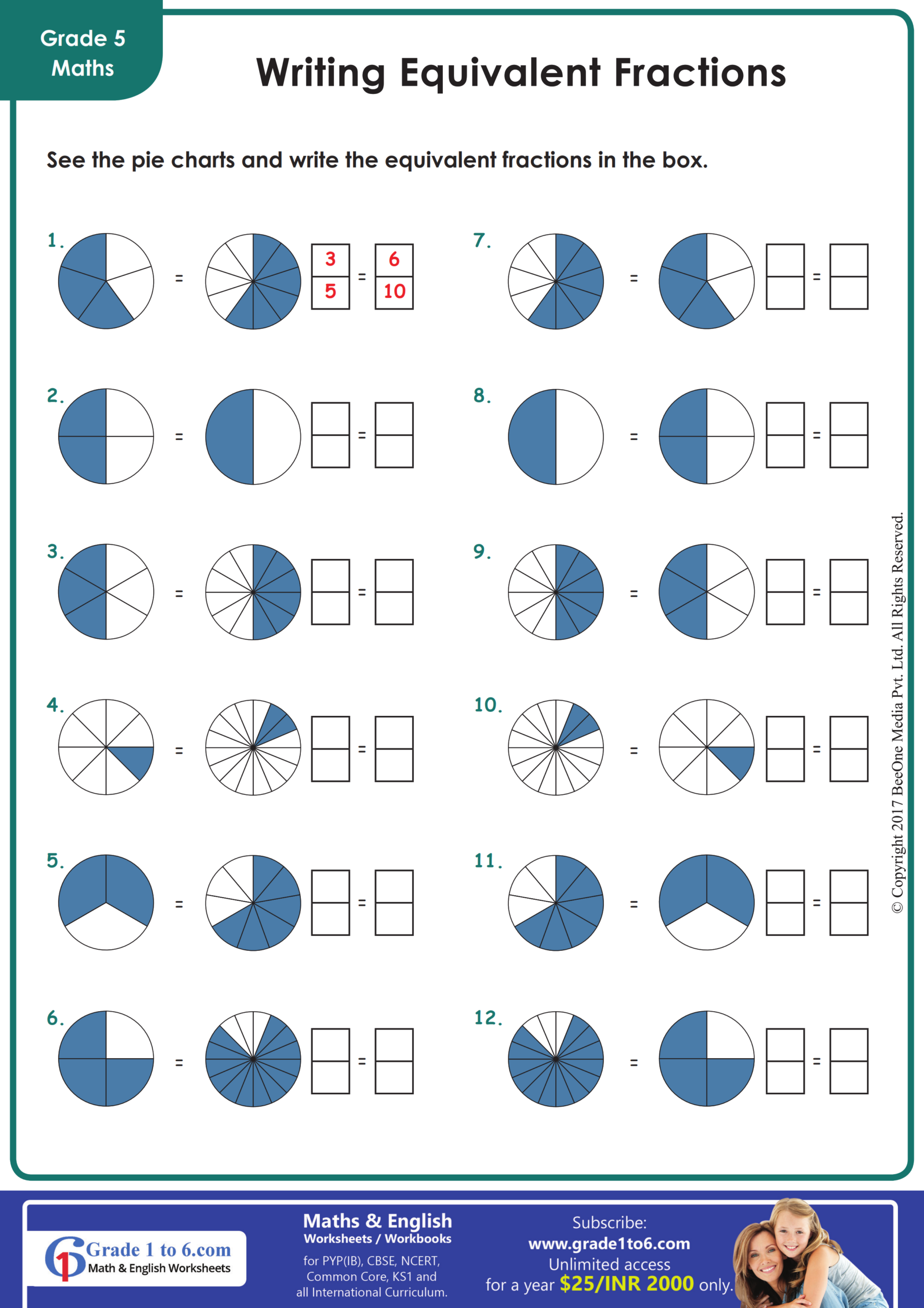 Equivalent Fractions With Numerators Denominators Missing