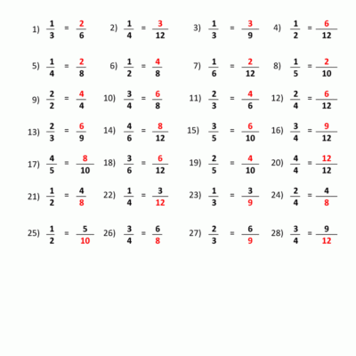 Equivalent Fractions Worksheet