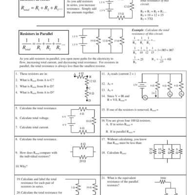 Equivalent Resistance Worksheet Series Parallel Circuits