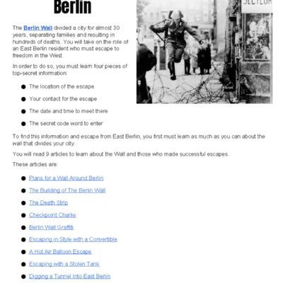 Escape From Berlin Top Secret Information For Your Journey Studocu