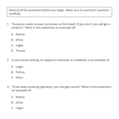 Ethos Pathos Logos Quiz My Worksheet Maker Create Your Own Worksheets