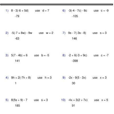 Evaluating Algebraic Expressions Worksheet One Variable Pre Algebra Made By Teachers