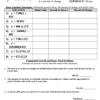 Exponential Growth And Decay Worksheet With Answers Pdf Doc Template PdfFiller