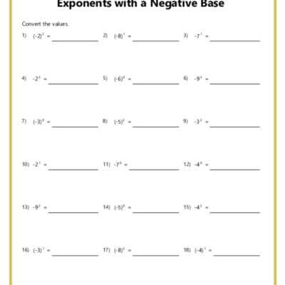 Exponents Worksheets