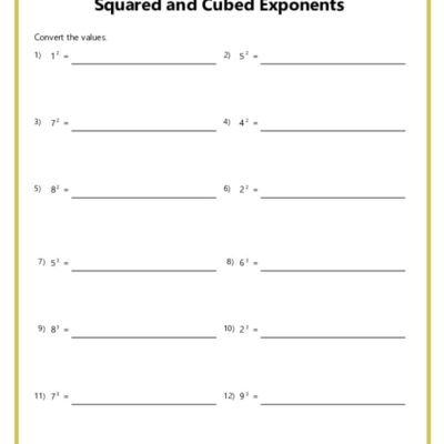 Exponents Worksheets