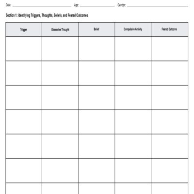 Exposure Response Prevention Worksheet