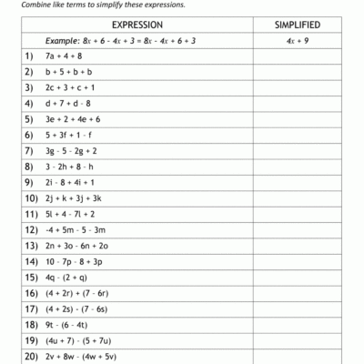 Expressions And Equations 6th Grade