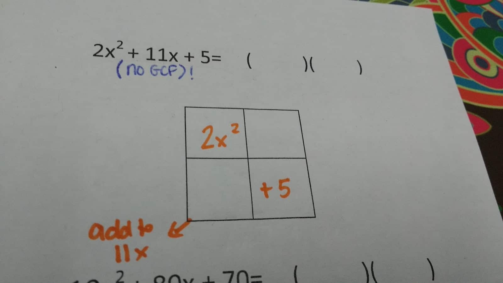 Factoring Polynomials Using The Box Method Directions Math Love