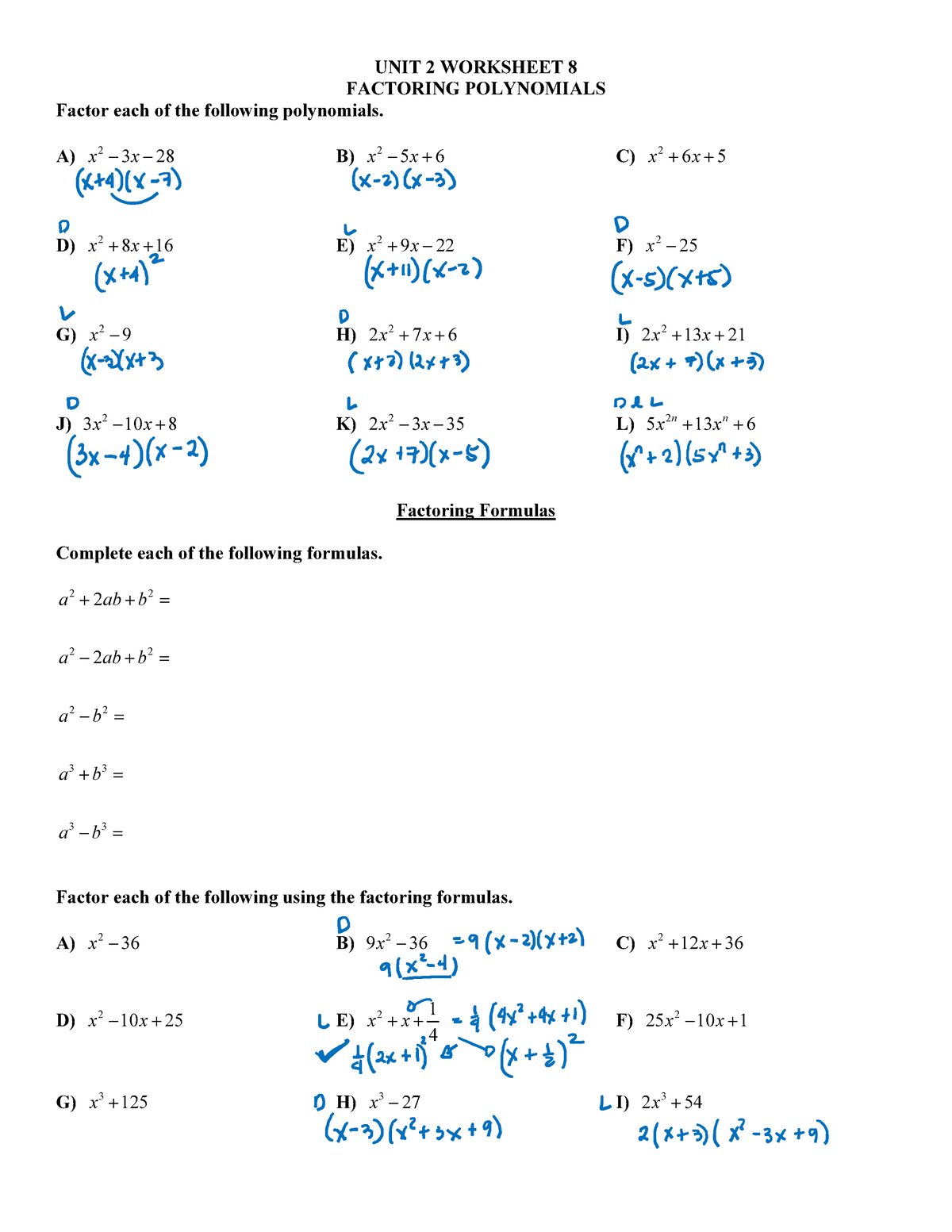 unit 2 polynomials worksheet answers