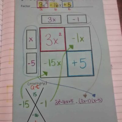 Factoring Quadratics Using The Box Method Foldable Math Love