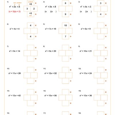 Factoring Trinomials A 1 Worksheet Fun And Engaging Algebra I PDF Worksheets Cazoom Math