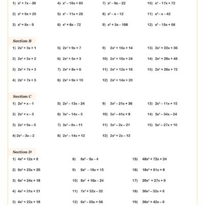 Factoring Trinomials Worksheet PDF Printable Algebra Worksheet Cazoom Math
