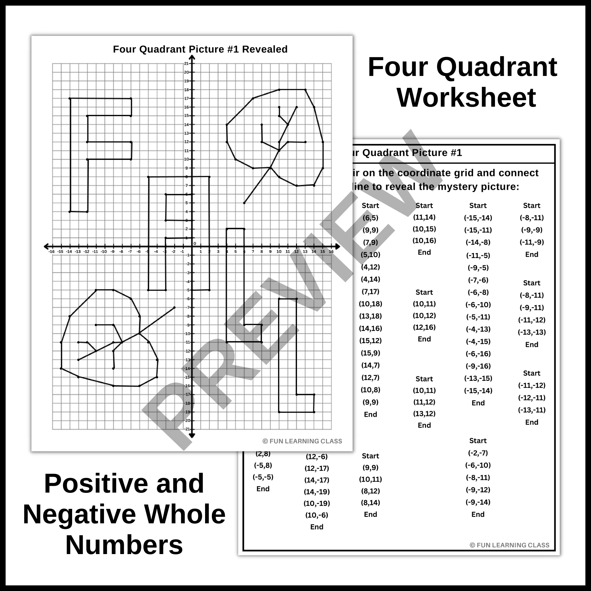 Fall Coordinate Graphing Mystery Picture Autumn Math Activity Worksheets Library