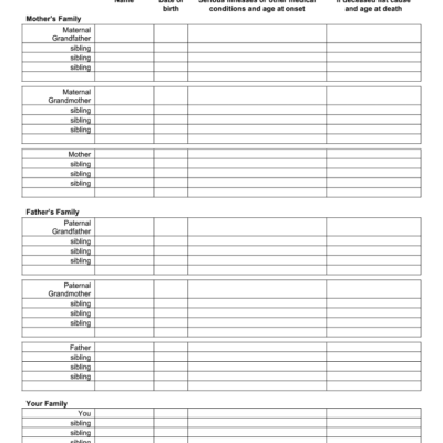 Family Medical History Form Fill Online Printable Fillable Blank PdfFiller