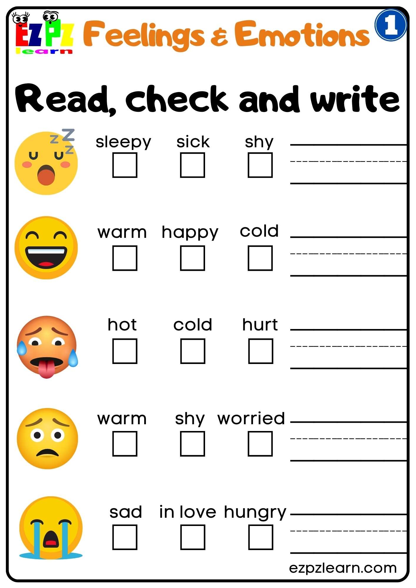 feelings and emotions worksheets pdf