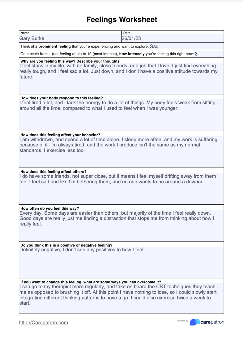 Feelings Worksheet Example Free PDF Download Worksheets Library
