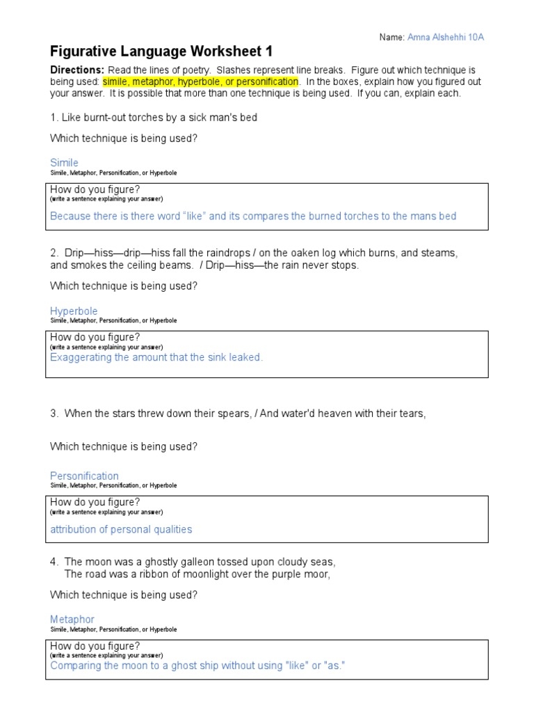 Figurative Language Worksheet 01 PDF Metaphor Poetic Devices Worksheets Library Figurative Language Worksheet 01 PDF Metaphor Poetic Devices Worksheets Library