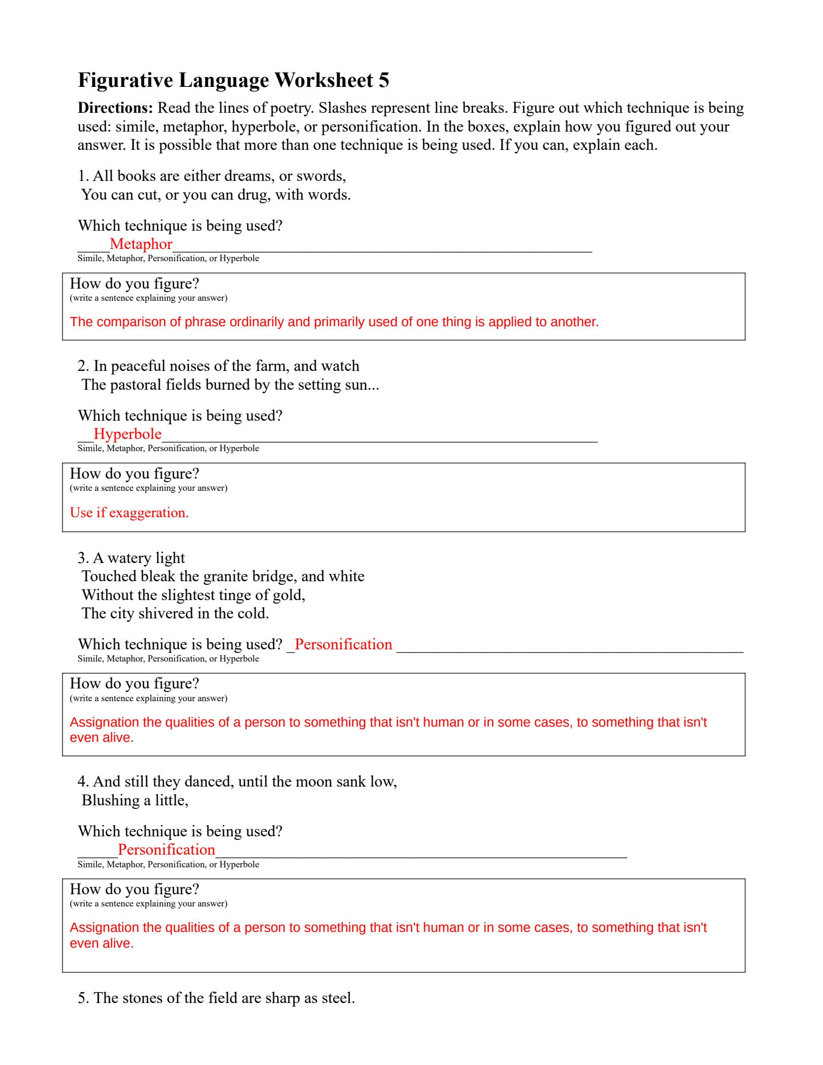 Figurative Language Worksheet 1 Answers Unlocking Literary Devices Figurative Language Worksheet 1 Answers Unlocking Literary Devices