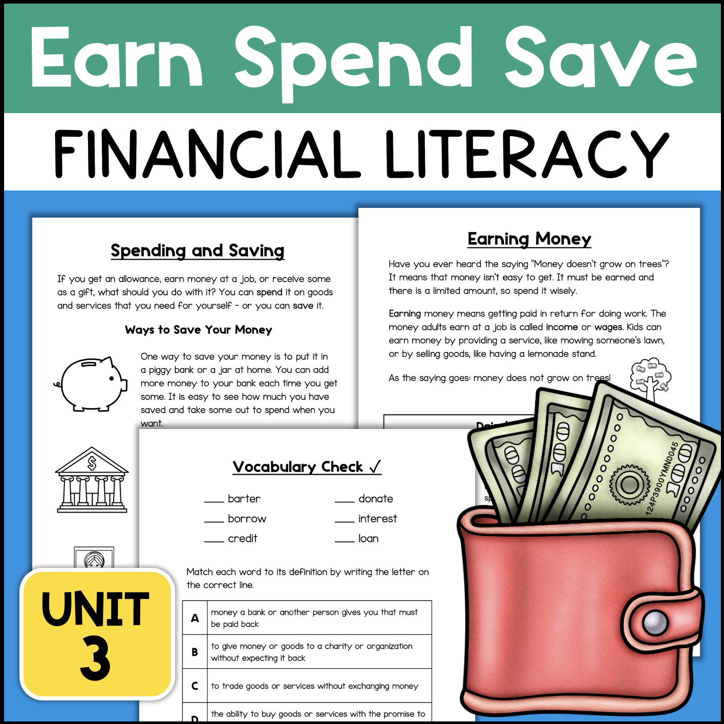 Financial Literacy Earning Spending And Saving Activities Worksheets Made By Teachers